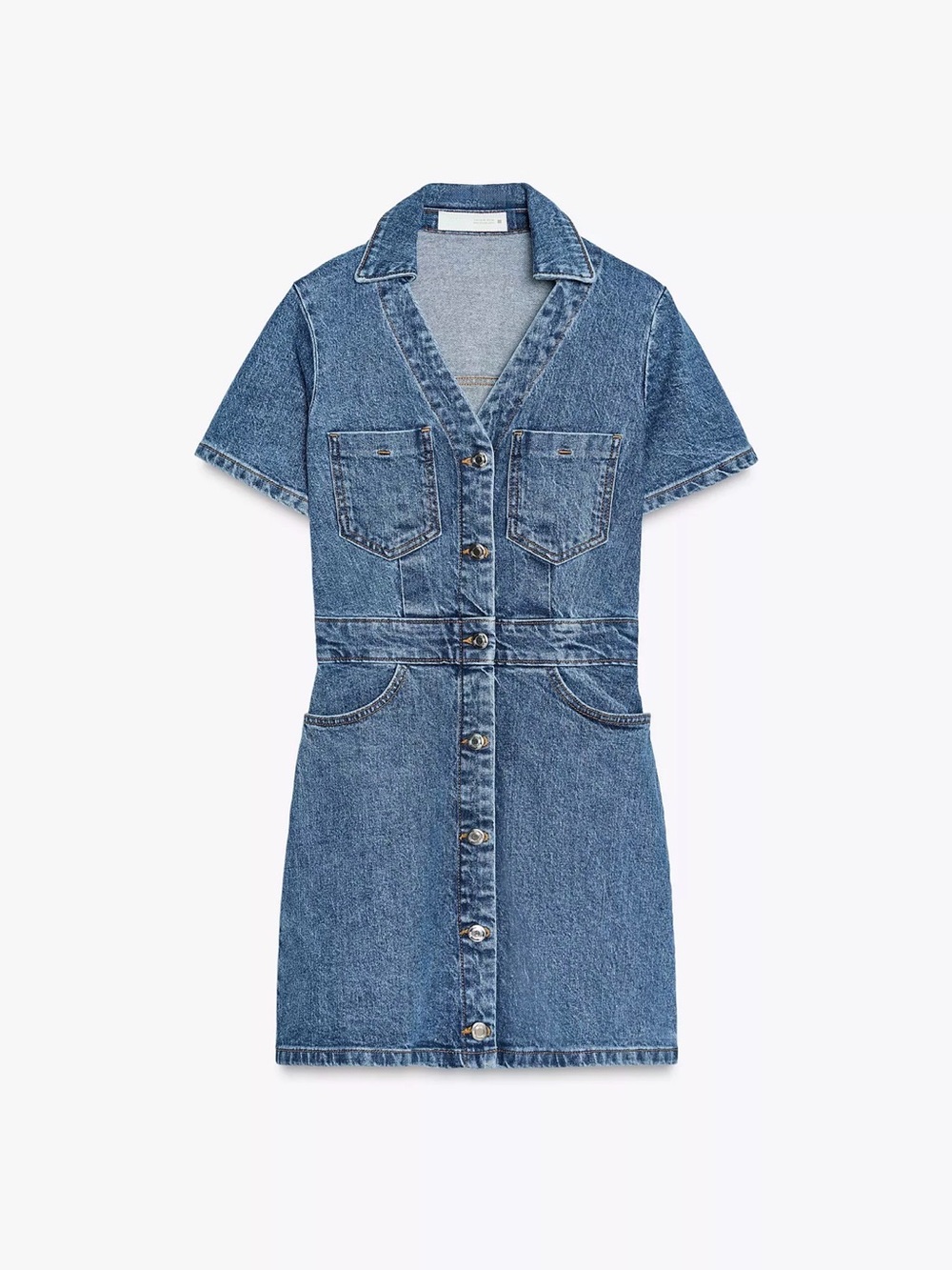 Zara Mini Denim Short Sleeve Dress - Picture 1 of 4
